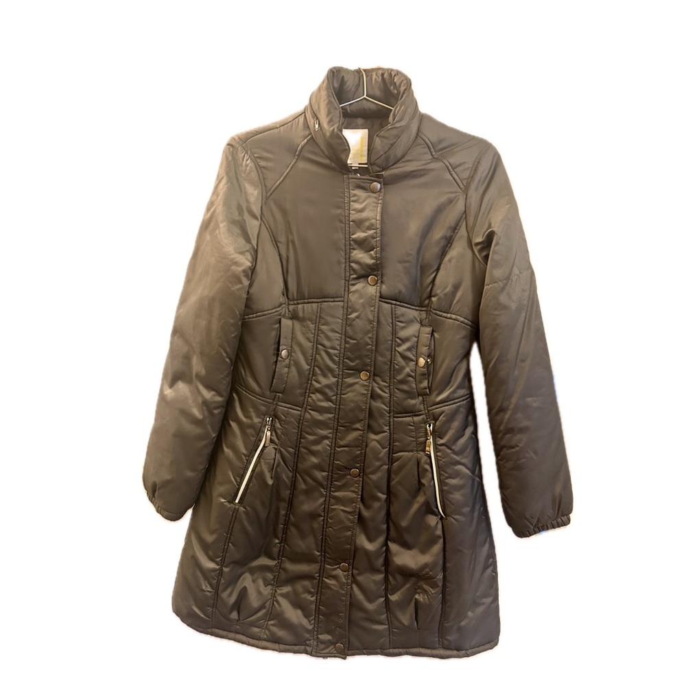 Pretty Pour Partir Grey Quilted Winter Long Jacket
